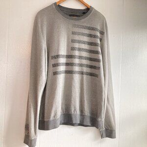 William Rast Henley Shirt Mens Sz Large Gray Terry Knit Long Sleeve Pullover